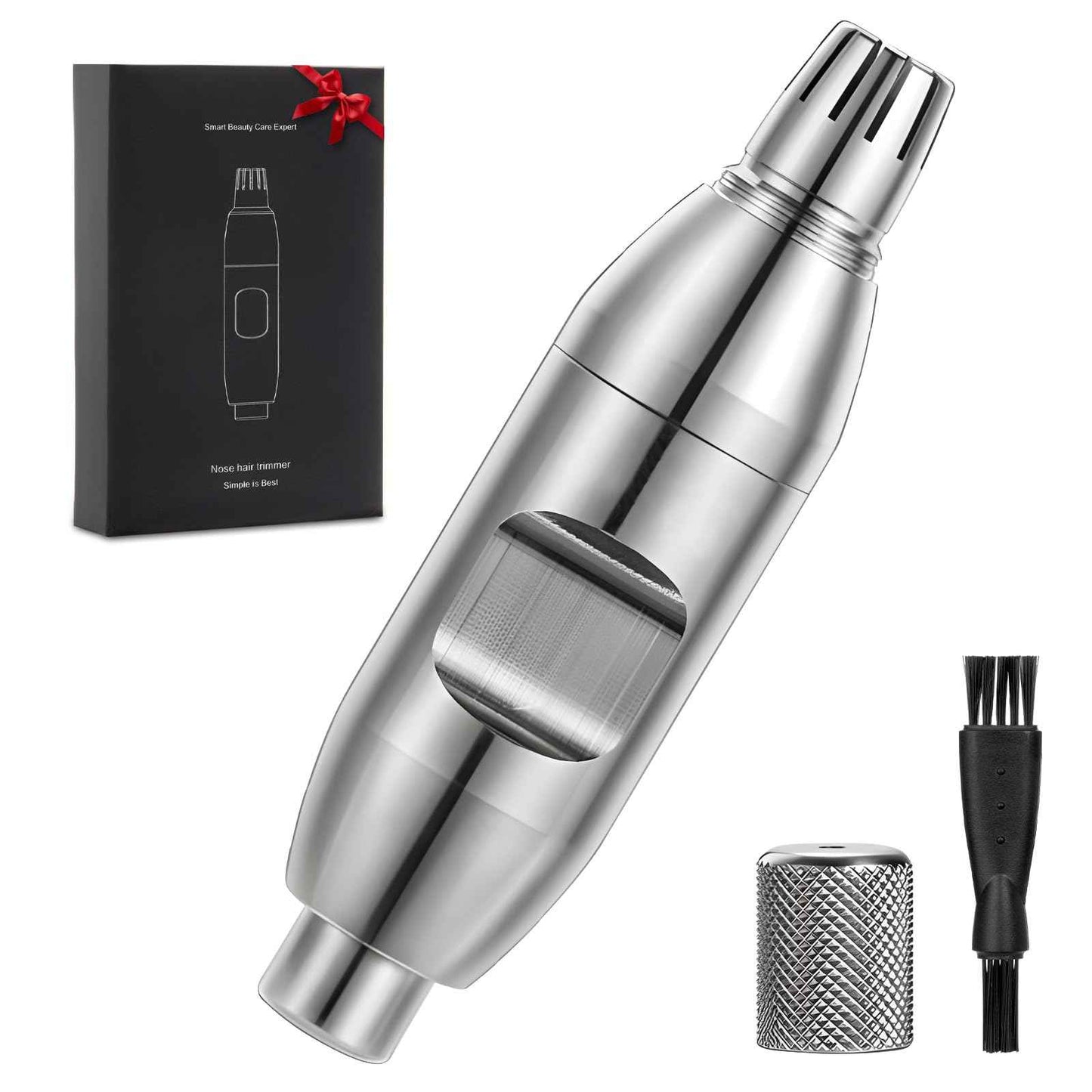 SUERBEATY Manual Nose Hair Trimmer for Men, Battery-Free, 304 Stainless Steel with R-Type Blades, Silent, Waterproof & Travel-Friendly, Painless Grooming for Daily/Office/Travel