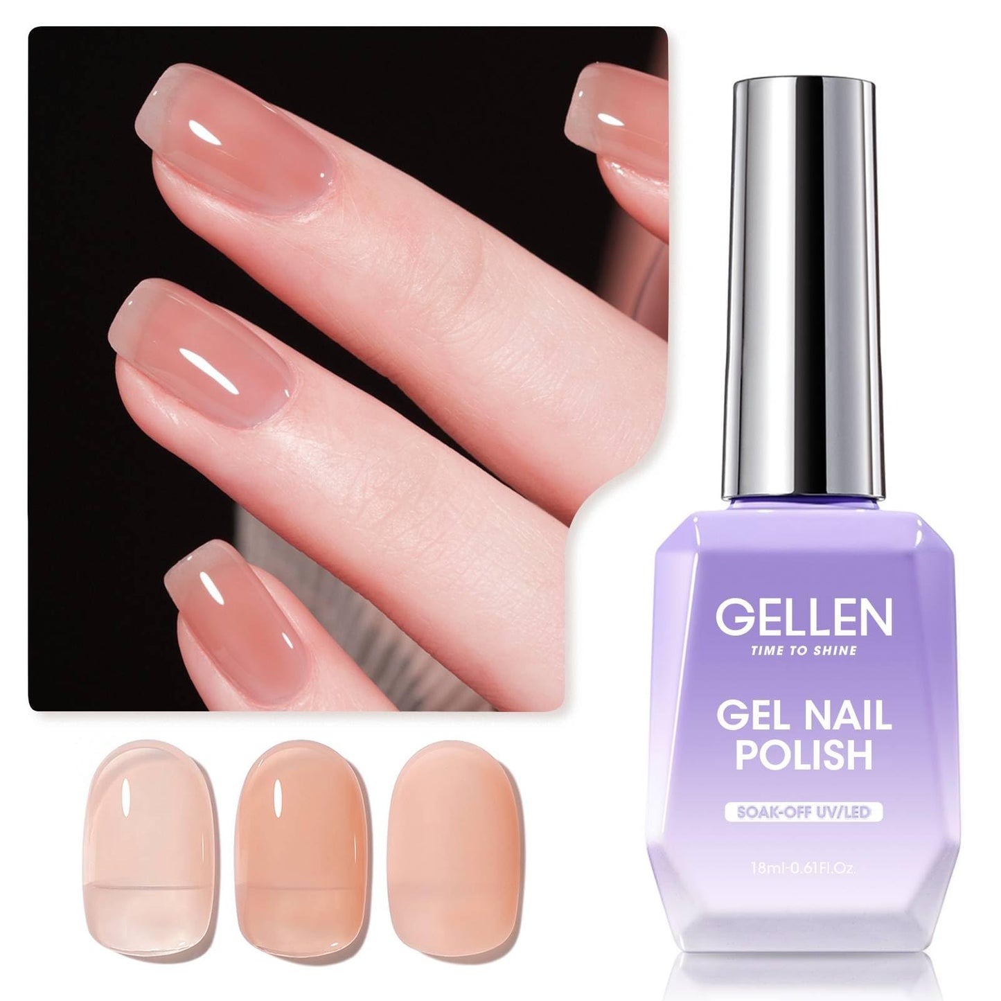 Gellen Gel Nail Polish - 18ml Nude Translucent Jelly Gel Polish Soak Off UV Led Nail Polish Manicure Nail Art Salon Home Christmas, 0.61 Oz