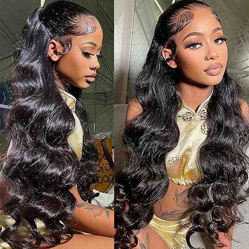 26 Inch Body Wave Lace Front Wigs Human Hair 180% Density 13x4 HD Glueless Wigs Pre Plucked with Baby Hair Unprocessed Brazilian Virgin Transparent Body Wave Lace Frontal Wig for Women