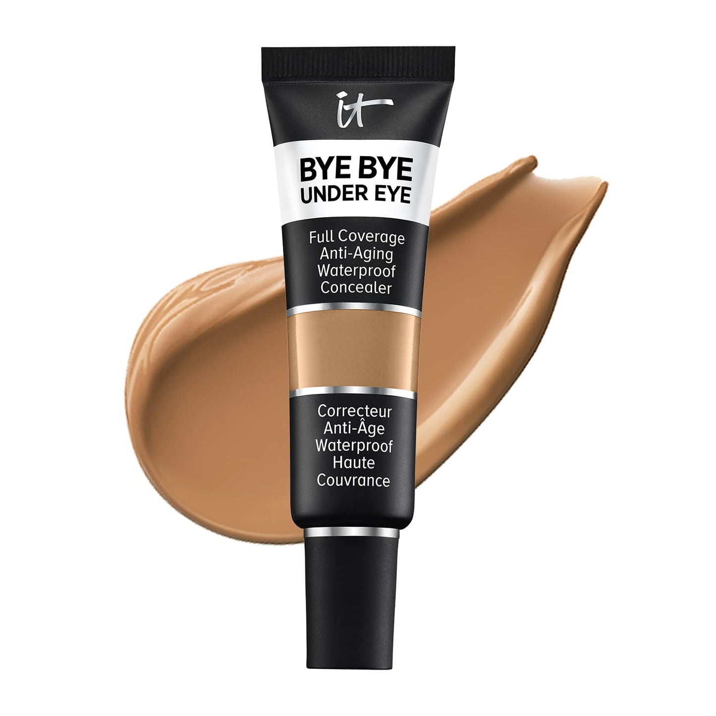 IT Cosmetics Bye Bye Under Eye Full Coverage Concealer - for Dark Circles, Fine Lines, Redness & Discoloration - Waterproof - Natural Finish – 40.0 Deep Tan (W), 0.4 fl oz