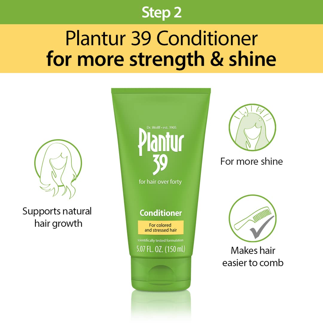 Plantur 39 Phyto-Caffeine Shampoo and Conditioner Set for Colored, Stressed Hair - 8.45 fl oz and 5.07 fl oz