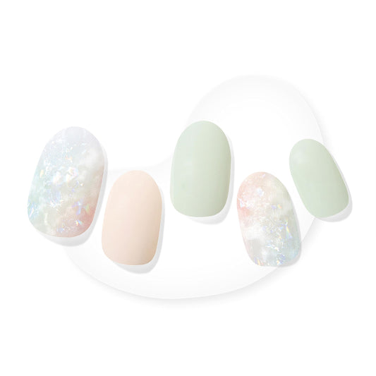 Dashing Diva Glaze Nail Strips - Emerald Marble | Works with Any LED Nail Lamp | Long Lasting, Chip Resistant, Semicured Gel Nail Strips | Contains 34 Salon Quality Nail Wraps, 2 Prep Pad, 1 Nail File