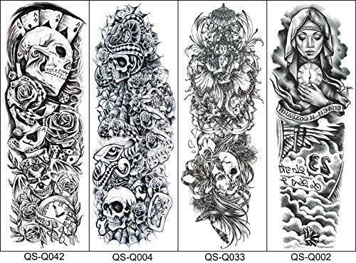 Extra Large Temporary Tattoo Sleeves - 8 Sheets, Full Arm