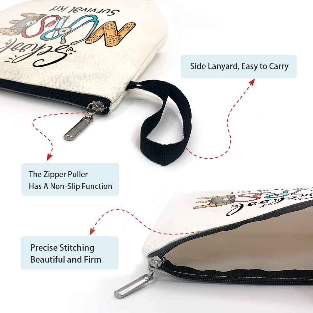 ZHANTUONE Nurse Survival Kit Funny Cosmetic Bag, for Travel Toiletry Zipper Storage Pouch Makeup Bag, Appreciation Gifts for Nurse Week Nurse Practitioner, Nurse Graduation Gifts, Nurses Day Gifts