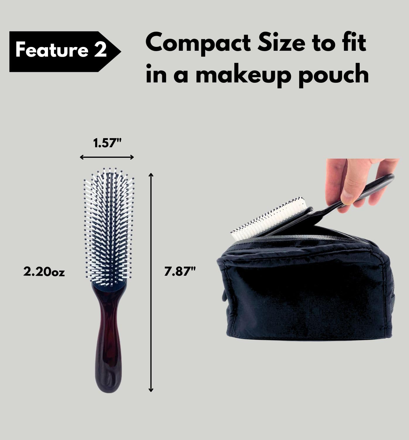 MDSTYLE Hair Brush for Curly, Thick, Wavy and Coily Hair - Curl Defining, Detangling, Styling, Blowdrying, Shaping - 9 Row Detangler Brush for Women and Men - Dry or Wet (Black Bean Small 2pcs)