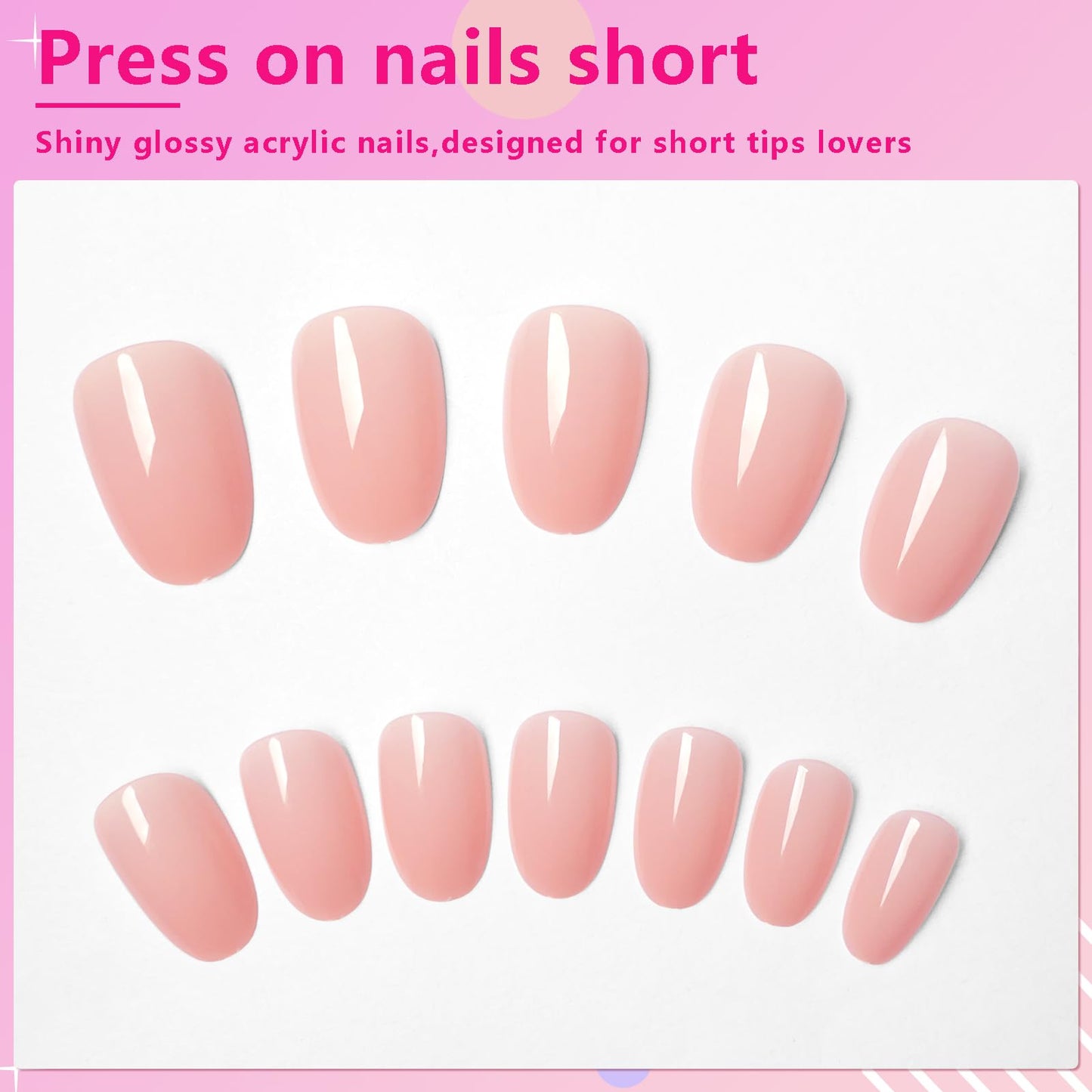 AddFavor Oval Press on Nails Short Fake Nails, 240pcs Nude Pink Nails Press on Almond False Nail Full Cover Acrylic Nail for Women and Girls