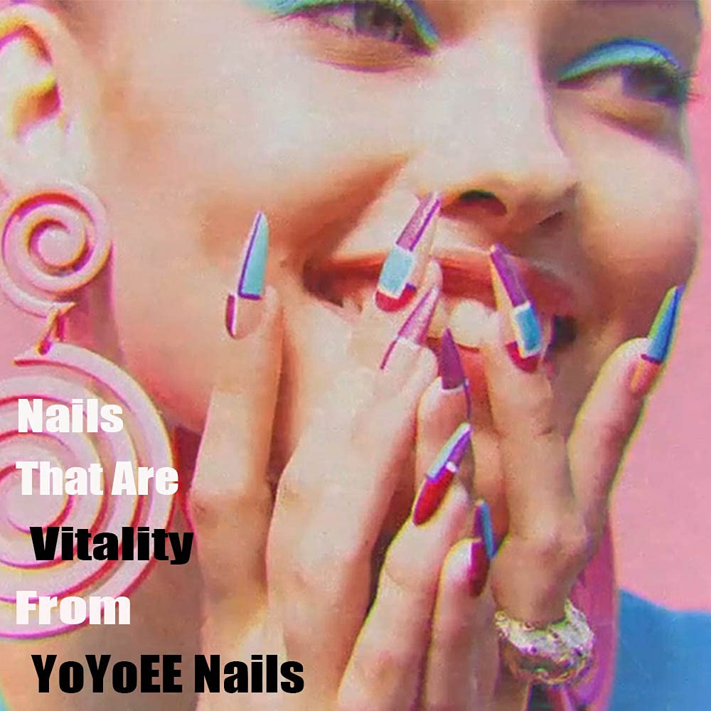 YoYoee Cute Press on Nails - Cows Coffin Long Flase Nails Tips Acrylic Full Cover Fake Nails for Women and Girls 24Pcs