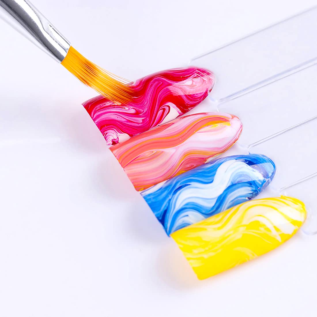 XEAOHESY 5pcs Ombre Nail Brush Set Gradient Shading Brush UV Builder Gel Nail Brush French Tip Nail Brush of Half Moon Shape Double Ended Brush Nail Sponges for Ombre Nail Art Tools