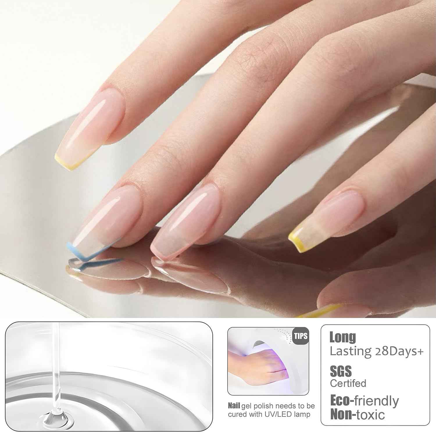 Vishine UV LED Nail Lamp Gel Nail Polish Kit, 36Pcs Jelly Translucent Natural Color Gel Base and Matte & Glossy Top Coat Soak Off DIY Art Manicure All-In-One Nail gel Kit