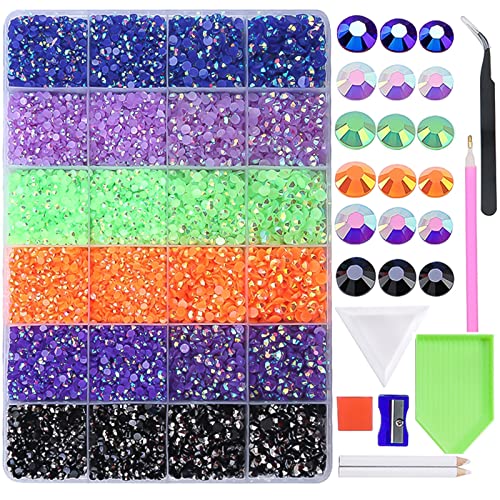 BELICEY 24000pcs Jelly Resin AB Crystal Rhinestones for Craft Black Blue Purple Flatback Bulk Crystals Rhinestone Glitters Stone Gems Beads for Manicure DIY Clothing Crafts Shoes Bags Decoration