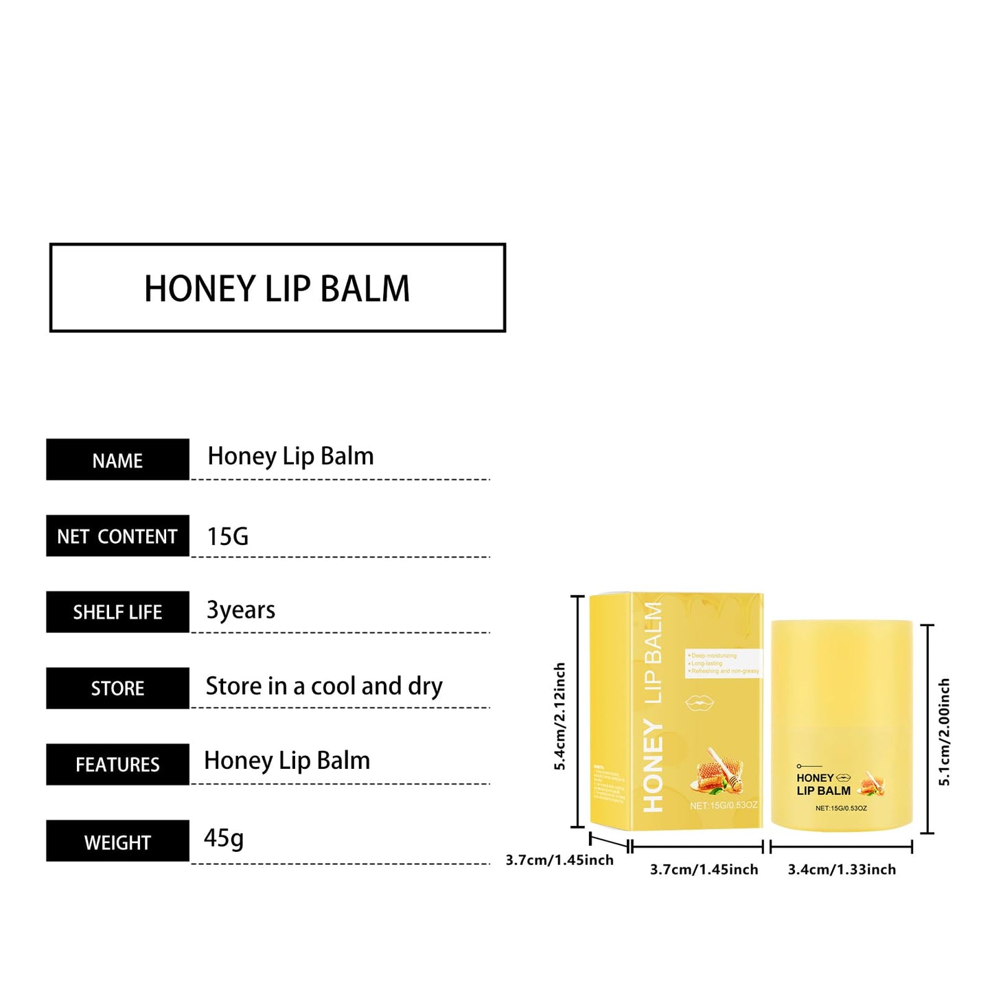 Generic Honey Bee Lip Balm, Propolis Moisturizing Lip Butter Mask Hydrating Overnight Lip Balm