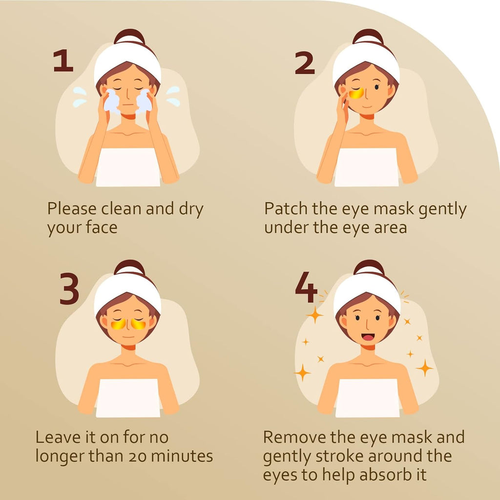 Under Eye Patches (30 Pairs), 24K Gold Under Eye Mask for Puffy Eyes, Dark Circles,Bags and Wrinkles with Collagen,Relieves Pressure and Reduces Wrinkles,Revitalises and Refreshes Your Skin