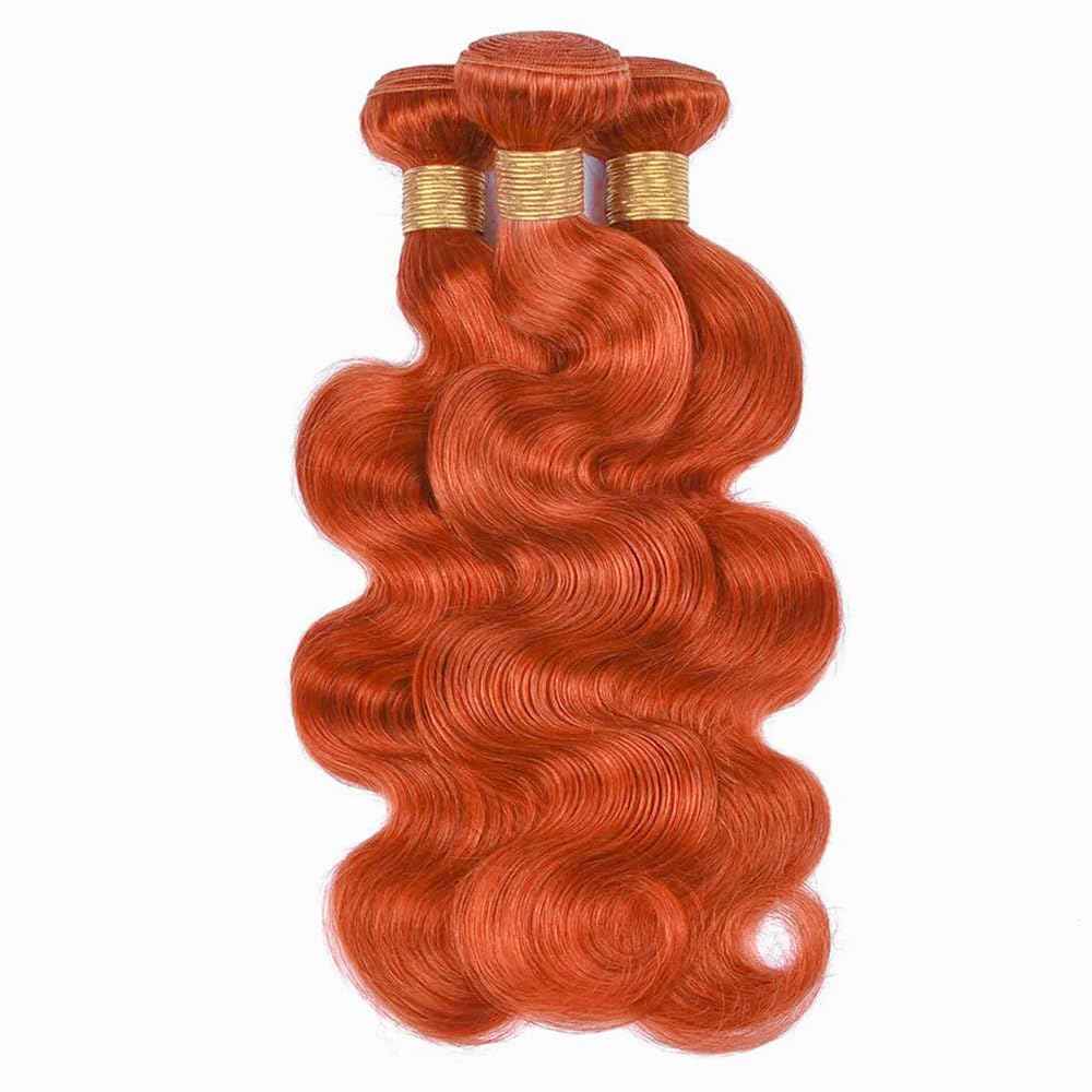 Ginger Bundle Color 350 Body Wave Human Hair Bundles 8A Brazilian Unprocessed Virgin Hair Color 350 Ginger 3 Bundles 12 12 12 Inch Orange Body Wave Bundle