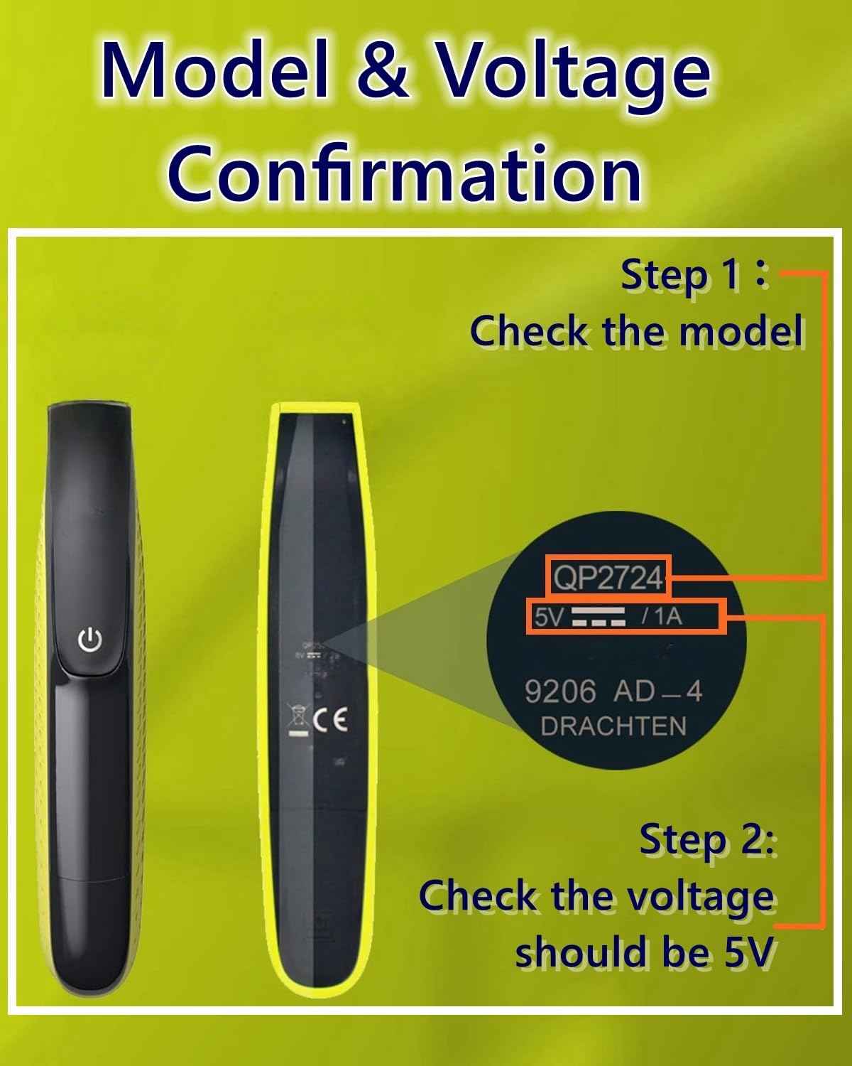 Palrey 5V Charger Compatible with Philips norelco one Blade 360 QP2724 QP2834 QP1324, Compatible with Phillips PQ889 MG5910 MG7910 MG9510 QP1924 QP6507 QP6552 Electric Trimmer Charging Cord