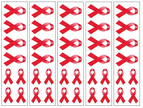 Red Ribbon Temporary Tattoos 40 Pack HIV AIDS Awareness