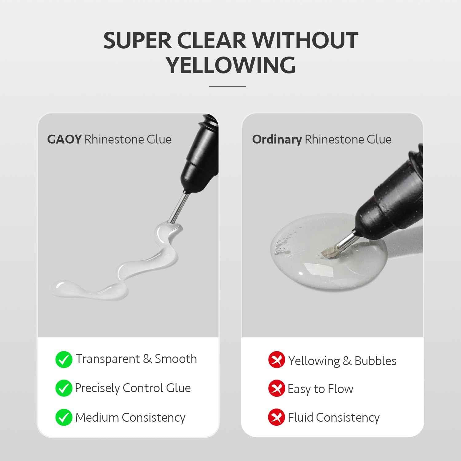 GAOY Multi-Functional Rhinestone Glue, Strong Adhesion 3D Gel Nail Art Glue for Nail Charms, Gems and Jewels Decoration, 15g No Wipe UV Light Cure