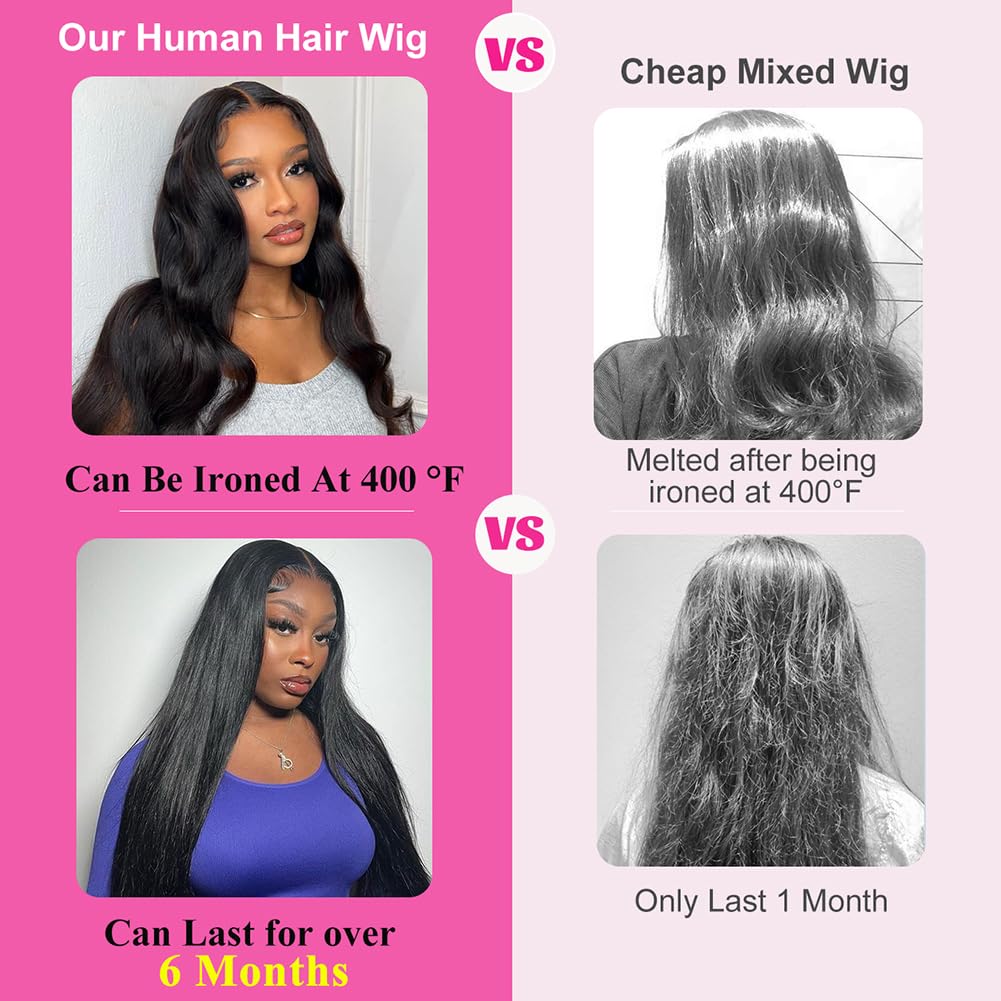 CUTE BEIN 210% Density 13x6 30 Inch HD Lace Front Wigs Human Hair Pre Plucked Glueless Straight Human Hair Wigs for Black Women Brazilian Lace Frontal Wigs with Baby Hair Free Part