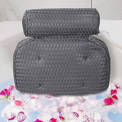 Bath Pillow for Tub with Neck & Back Support - Gray