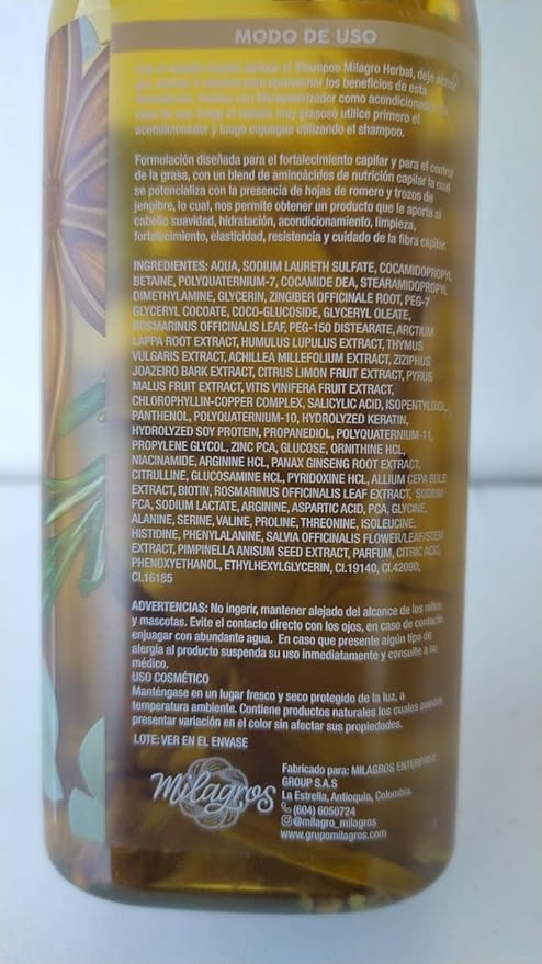 Milagros Herbal Shampoo and Conditioner for Hair Growth & Fall Reduction