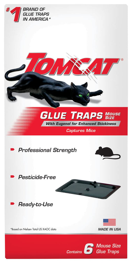 Tomcat Rat Trap with Immediate Grip Glue for Rats, Mice, Snakes, Cockroaches, Spiders, and Scorpions, Ready-to-Use, 6 Count (Pack of 12)