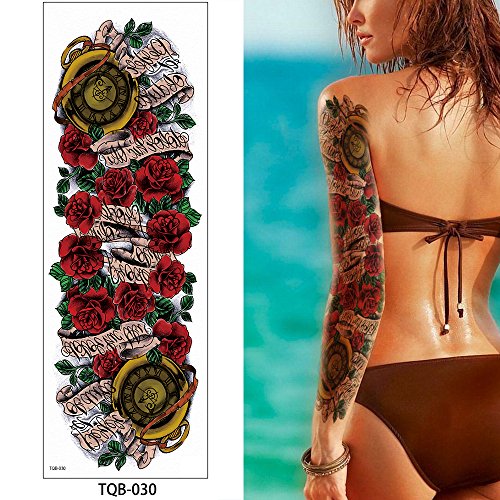 Glaryyears Large Full Arm Temporary Tattoo for Adults Women Men, 5-Pack Long-lasting Fake Tattoos for Body Makeup, Sleeve Realistic Tattoos