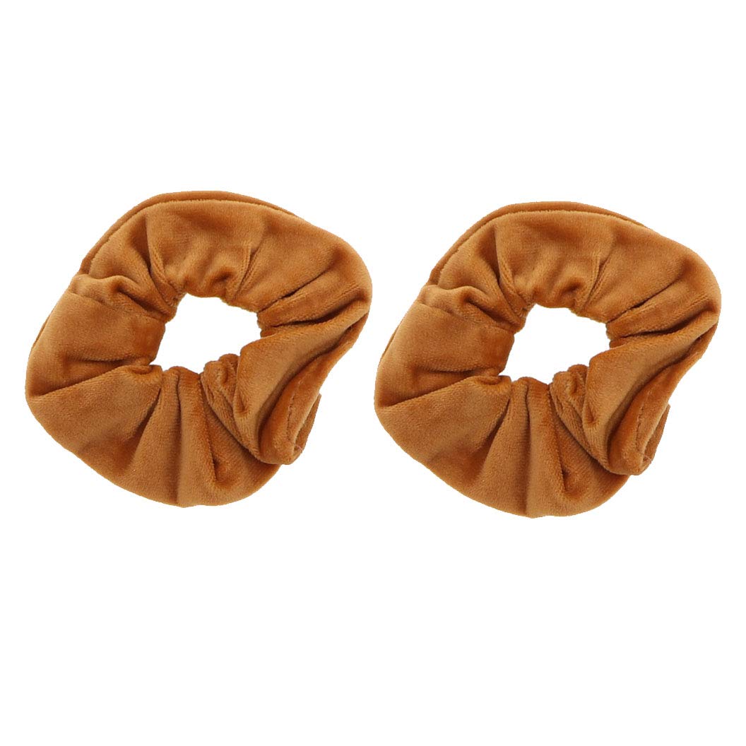 Velvet Scrunchies Ultra Soft - Set of 2 (Light Brown)