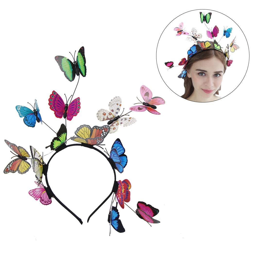 Aniwon Butterfly Headbands Fascinator Hat, Creative Elegant Hair Hoop Hair Band Accessories Headband Festival Costume Wedding Party Hair Accessory for Women Girl Mother day gift