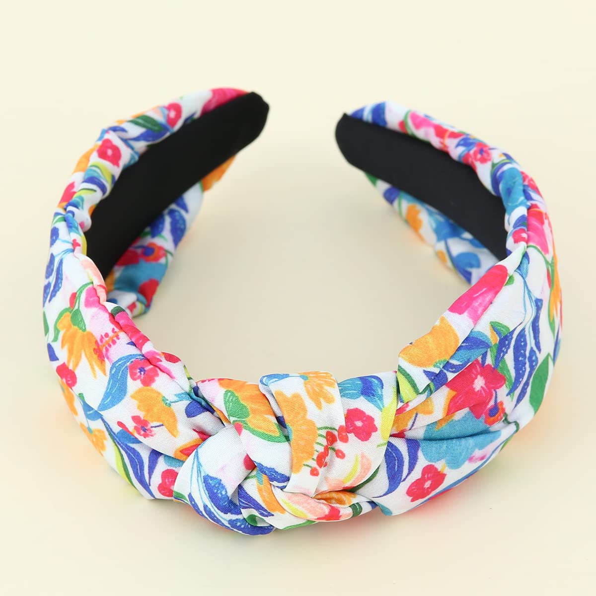 CULHEITE Knotted Headband for Women Wide Floral Pattern Colorful Hair Band Fashion Hair Accessories Holiday New Year's Gift