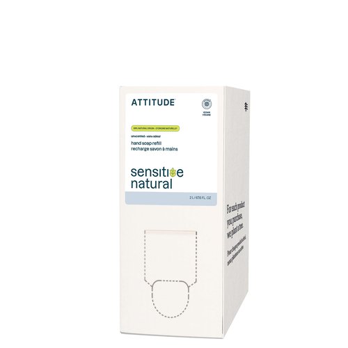 ATTITUDE Gentle Hand Soap for Sensitive Skin, EWG Verified, Enriched with Oats, Dermatologically Tested, Vegan, Unscented, Bulk Refill, 67.6 Fl Oz