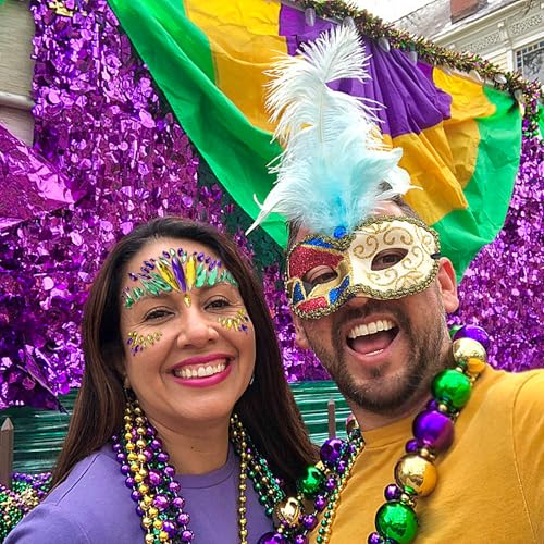 Mardi Gras Face Jewels Stickers - 4 Set Self-Adhesive Glitter Gems