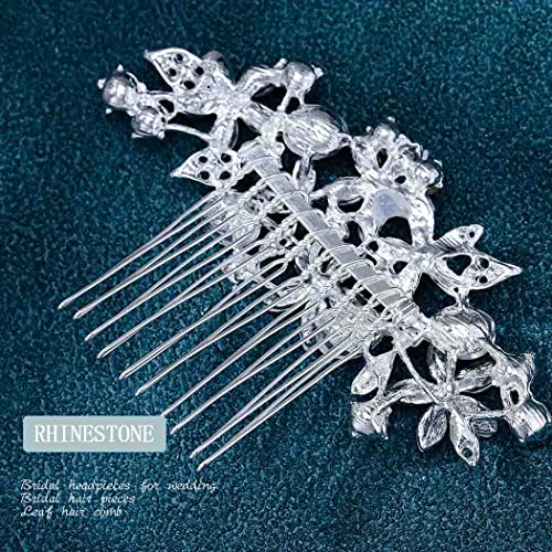 Crystal Bride Wedding Hair Comb - Silver Rhinestone Bridal Headpiece