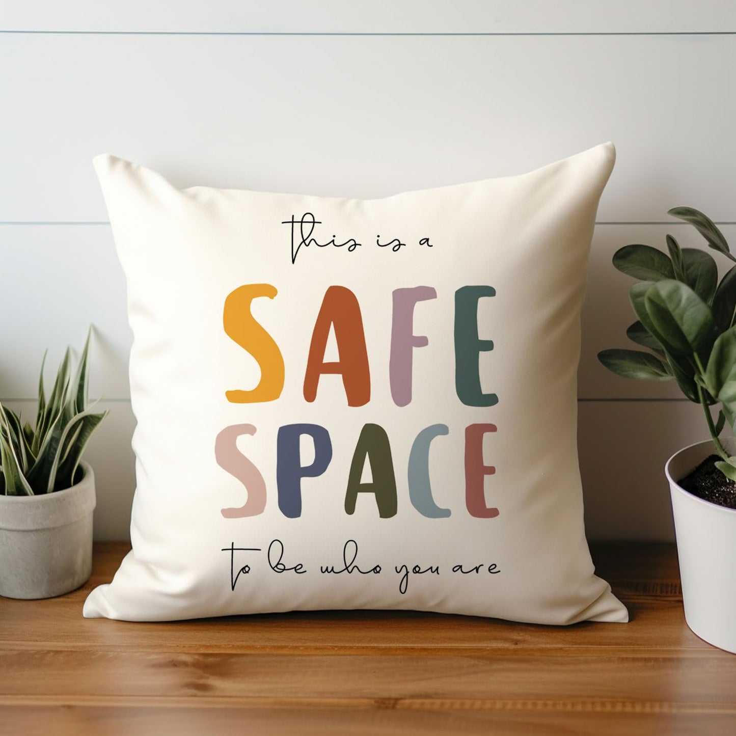 This is a Safe Space to Be Who You Are Pillow Cover, Therapist Office Decor, Counselor Office Gift, Mental Health Decor, Safe Space Square Pillow, Mental Health Pillow Case