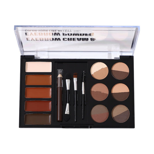 MAEPEOR Eye Brow Kit Waterproof Eyebrow Palette Set 12 Colors Eyebrow Powder 5 Colors Brow Wax 3 Brushes 1 Eyebrow Pencil for Novice and Professional (Set 01)