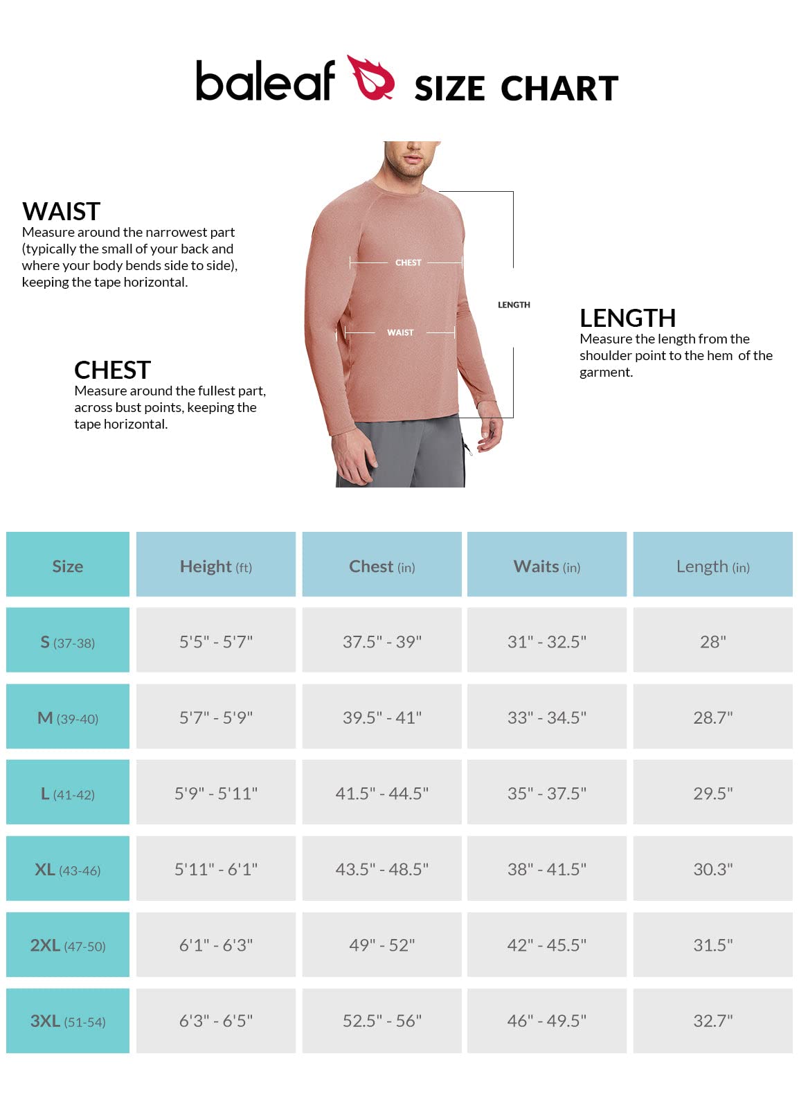 BALEAF Men's Long Sleeve Running Shirts Workout Tops Quick Dry SPF Rash Guard Lightweight Hiking Sun Protection t Shirt Orange Red S