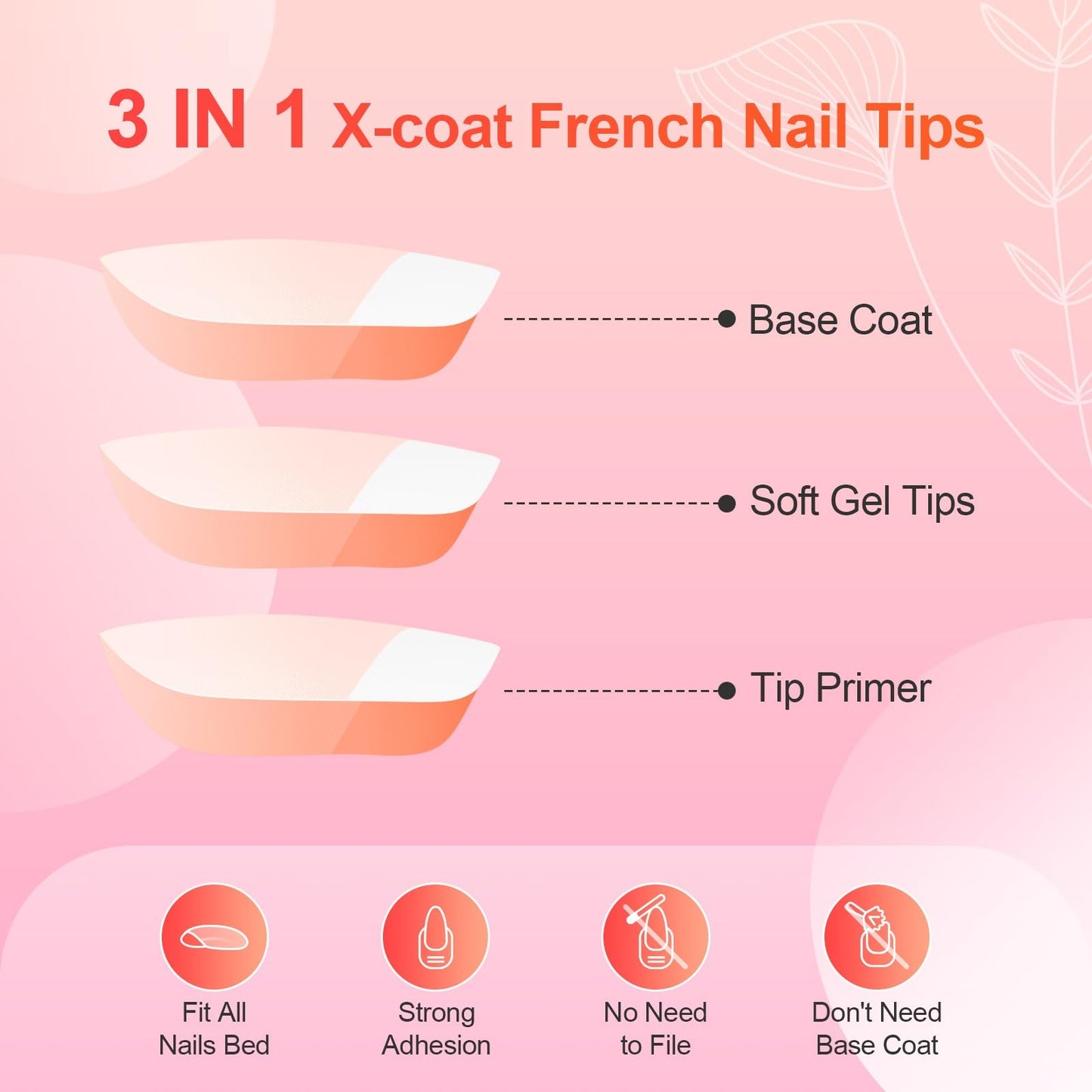 LIARTY 240 Pcs French Press On Nails Short Square, French Tip False Nails Manicure, 15 Size Acrylic Full Cover Artificial Fake Nails (Apricot)