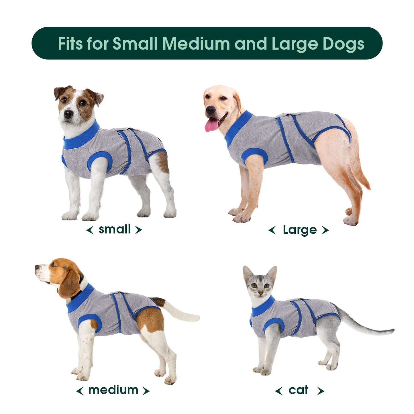 Kuoser Recovery Suit for Dogs Cats After Surgery, Professional Pet Recovery Shirt Dog Abdominal Wounds Bandages, Substitute E-Collar & Cone,Prevent Licking Dog Onesies Pet Surgery Recovery Suit