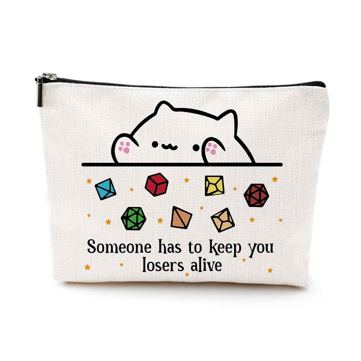 DnD Collection Class Character Makeup Bag Cat Throwing Dice DnD Dungeon Master Cosmetic Bag Dungeon Master Gifts Gamer Dice Bag Dragons Gamer Gift Dungeons And Dragons Gifts for Women