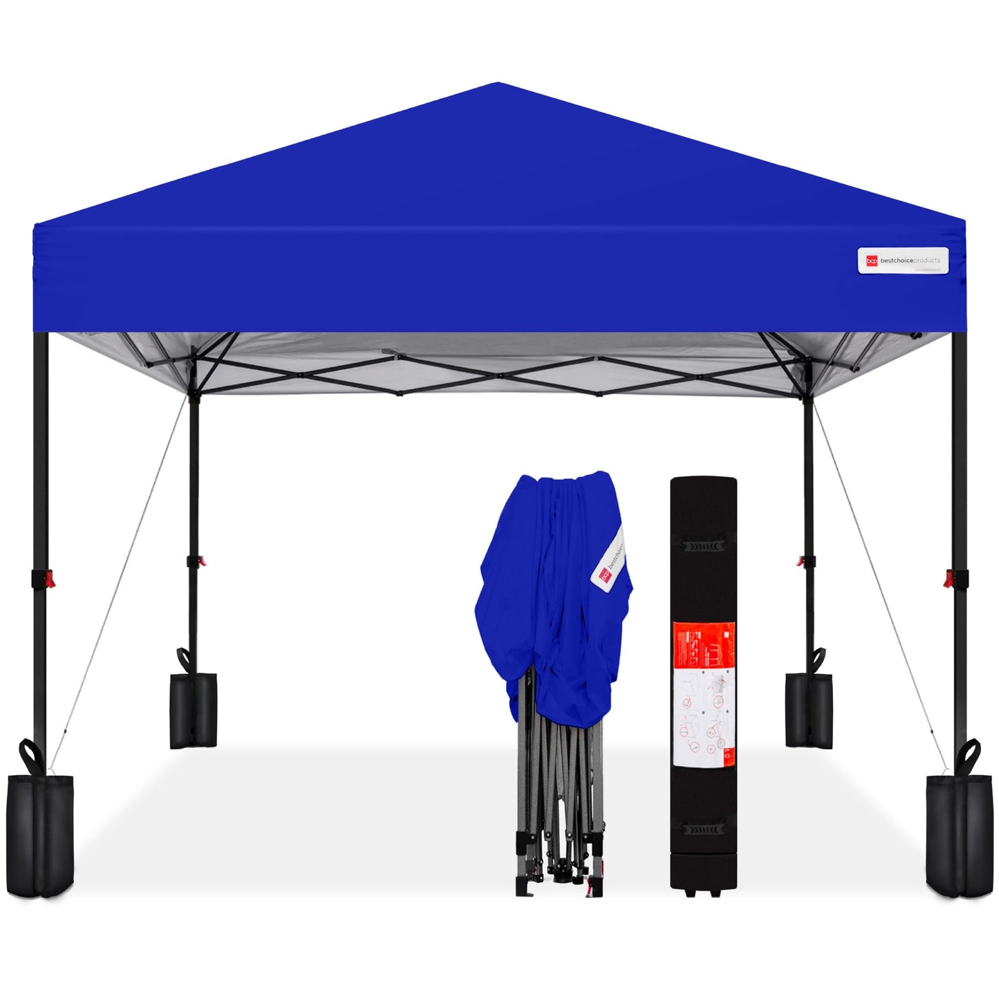 Best Choice Products 8x8ft 1-Person Setup Pop Up Canopy Tent Instant Portable Shelter w/ 1-Button Push, Case, 4 Weight Bags - Resort Blue