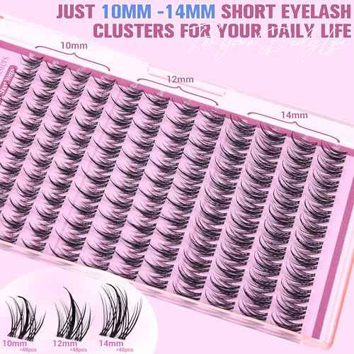 Winifred Fairy Lash Clusters Wispy Eyelash Clusters 10-14mm Cluster Eyelash Extensions Natural Invisible Clear Band Lashes Clusters Spiky Anime Lash Extension Natural Look Manga Individual Lashes