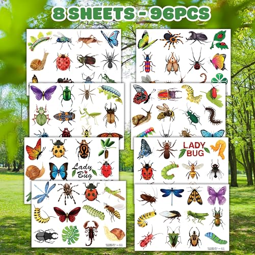 Bug Temporary Tattoos 96 PCS - Party Favors & Kids Gifts