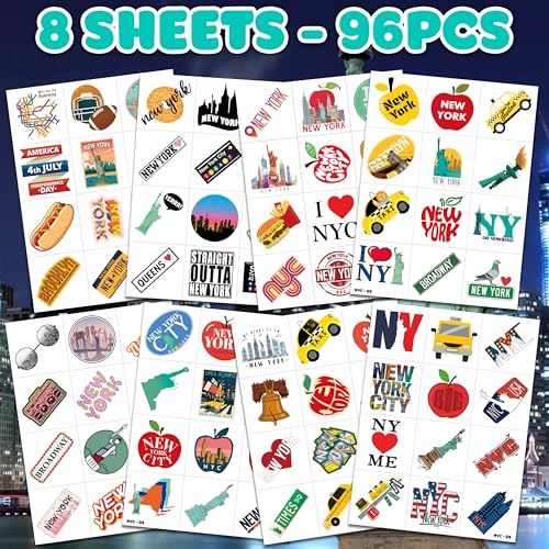 96 PCS NYC Temporary Tattoos for Kids - Pre-Cut