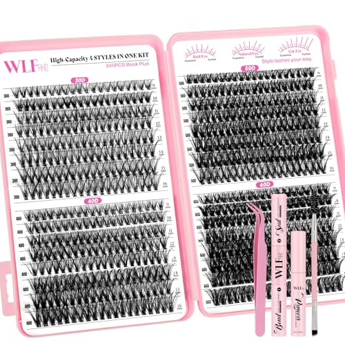 Lash Clusters Kit 640Pcs 30D-60D Individual Eyelashes with Tools