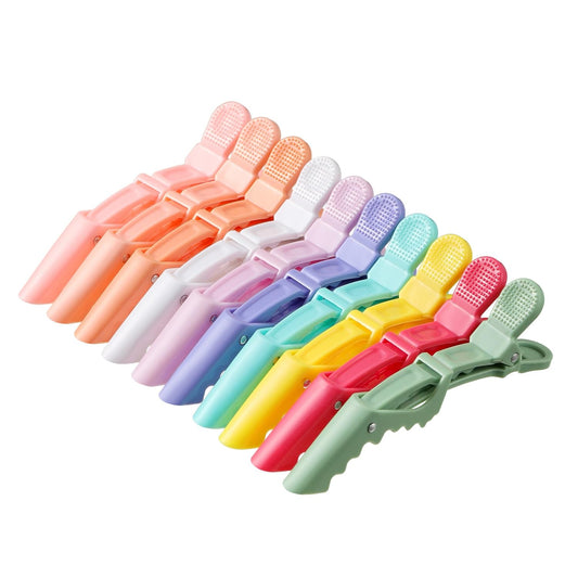 10pcs/set Multicolor Croc Clips Transparent Plastic Hairdresser Clips Hair Styling Sectioning Barrettes Professional Non Slip Alligator Clips Salon DIY Accessories Hairpins (10pcs-Multicolor)