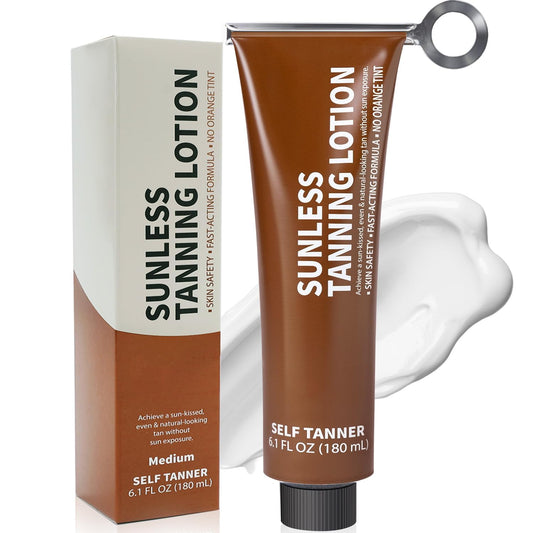 Self Tanner - Self Tanning Lotion with Tube Squeezer Reusable, Body Hydrating Self Tanning Cream, Streak-Free, Fake Tan & Quick Tan for Natural-Looking Bronzer Glow for Women & Men