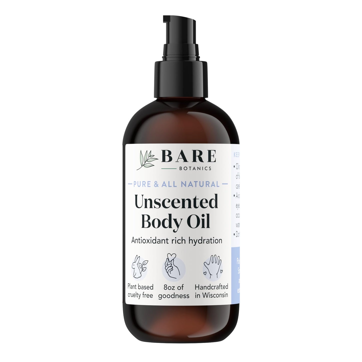 Bare Botanics Unscented Body Oil (Custom Formulated) + Dry Brushing Back Brush