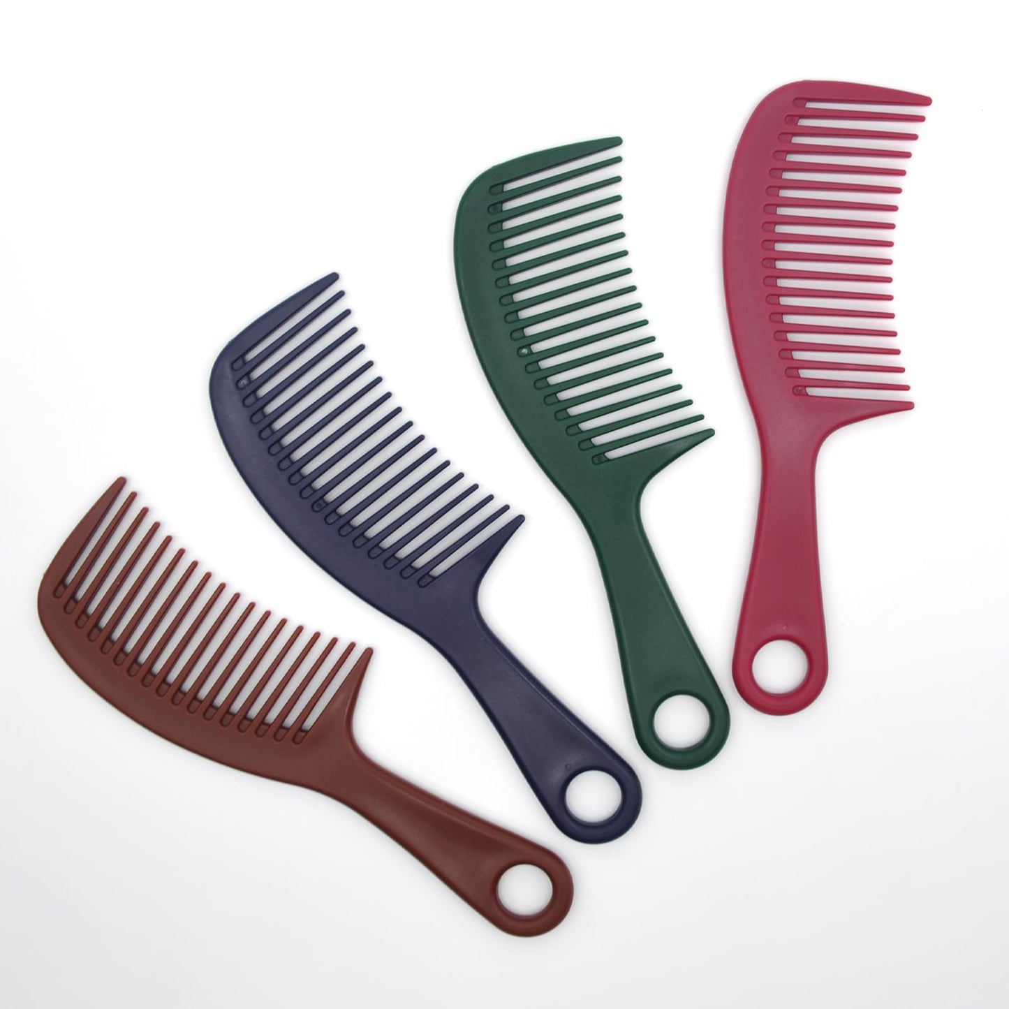 RHOS Detangler Hair Combs Set for Women,Men and Kids-Wide Tooth Combs for Detangling,Smoothing-Curved Hair Combs for Curly,Straight,Short,Thick,Wet&Dry Hair-Shower Comb with Hole (2 Pack-Red)