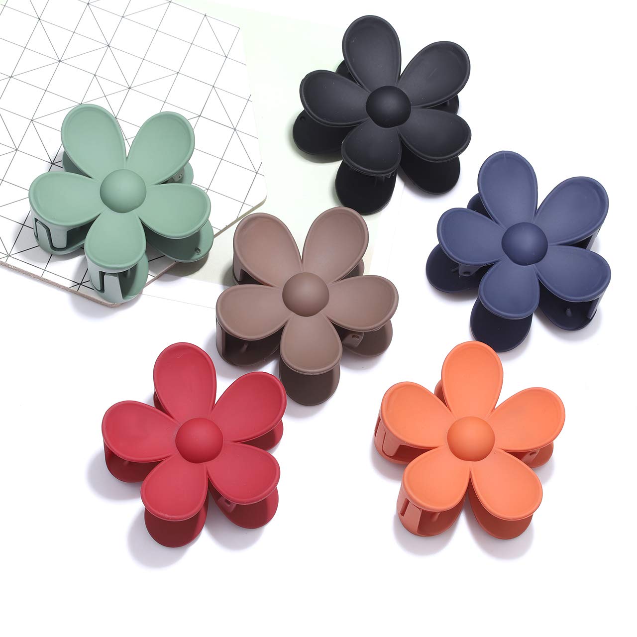 Big Hair Claw Clips Matte Flower Hair Clips Non Slip Cute Hair Catch Barrettes Jaw Clamps 6 Colors for Medium Thick Hair Women Girls 6PCS Holiday Gifts