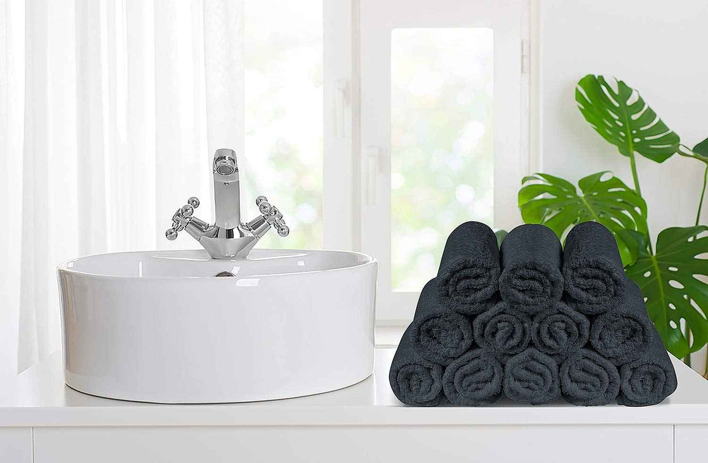 Softolle 100% Cotton Washcloths 24 Pack (12x12 Inches) Soft, Highly Absorbent Washcloth, Face Towels, Wash Cloths for Face, Ring Spun, Bulk Pack (Grey)