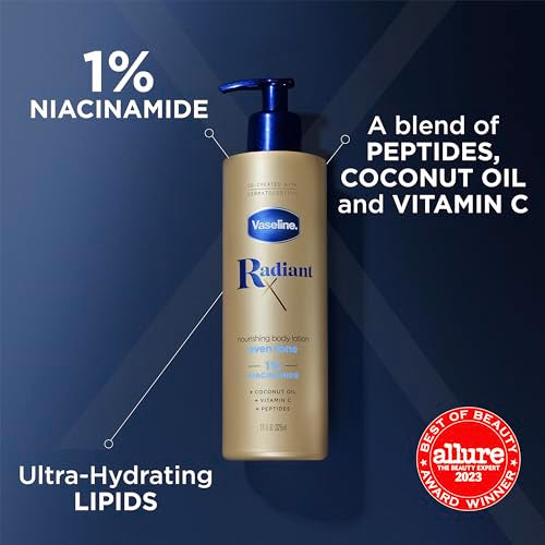 Vaseline Radiant X Even Tone Nourishing Body Lotion With 1% Niacinamide, Coconut Oil, Vitamin C, & Peptides 11 oz & Shea Body Butter Whipped Body Butter Created for Melanin Rich Skin