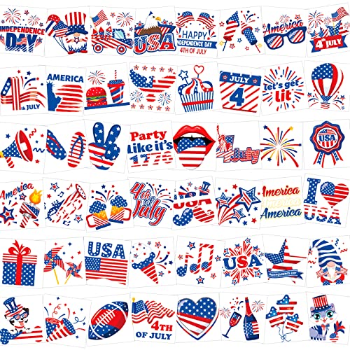 HOWAF 4th of July Temporary Tattoos, 96-Piece Patriotic Tattoo Stickers